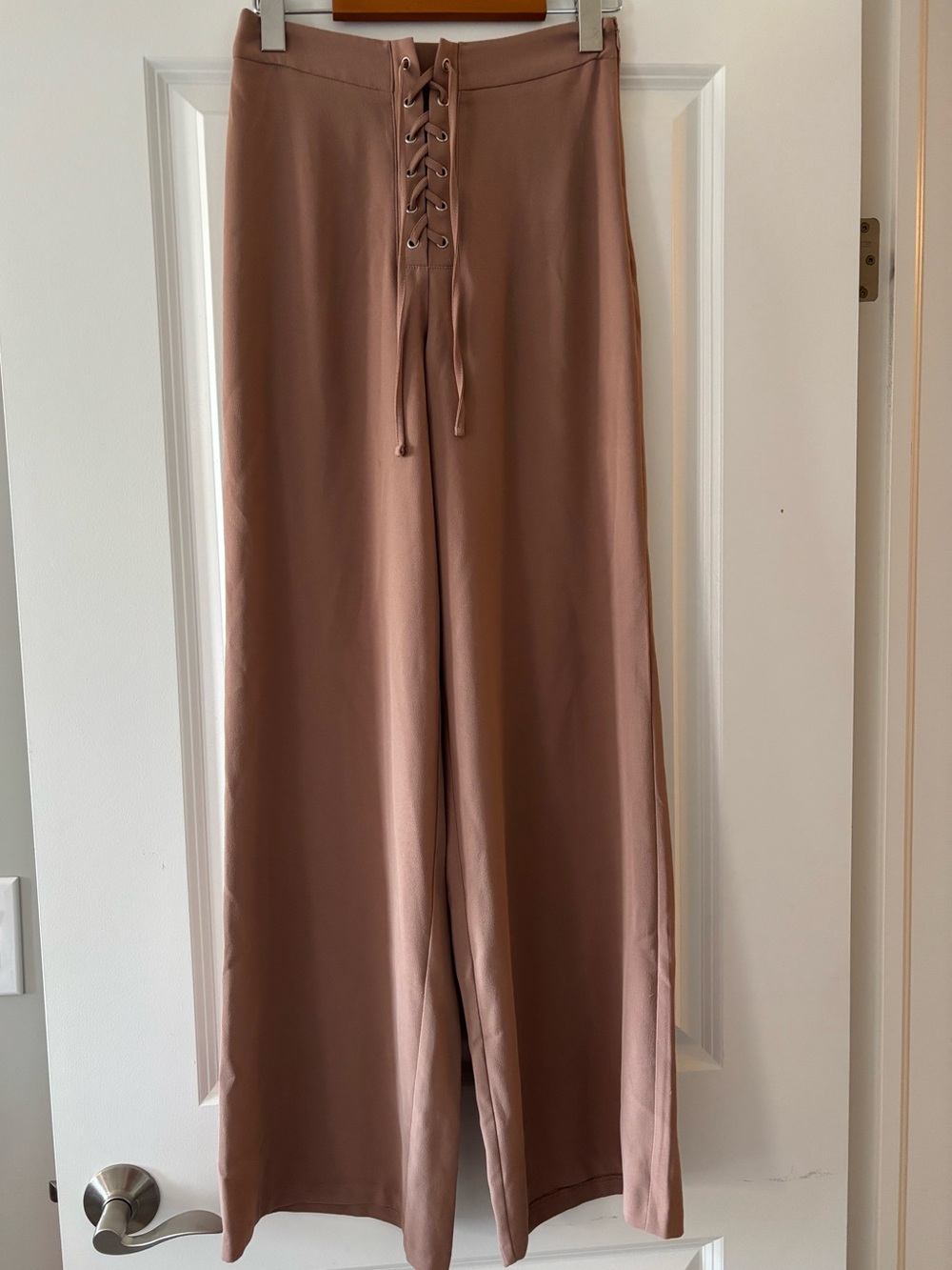 Forever 21 Mauve Lace-Up High-Rise Wide Leg Pants